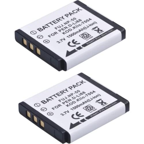1500mAh NP-50 FNP50 NP50 KLIC-7004 D-Li68 Battery for Fujifilm X10 X20 F50 F75 F665 F775 F900 EXR F505 F305 F85 F200 F100 F50FD