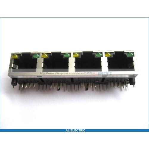20 x RJ45 Modular Network PCB Jack 56 8P w LED 4 Ports