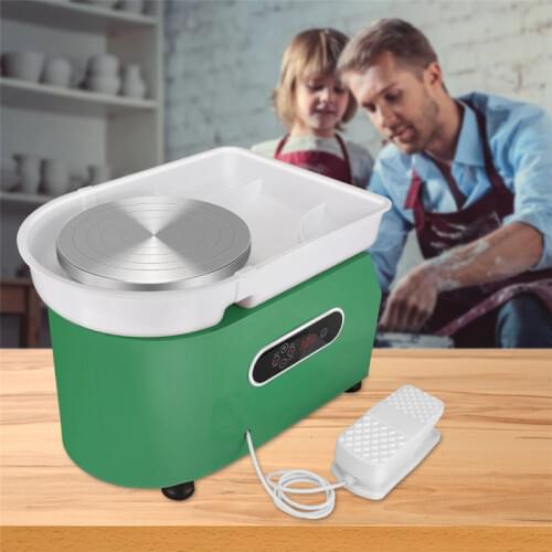 25cm 350W Electric Pottery Wheel Machine With LCD Display Ceramic Working DIY Turntable Clay Crafts Tools Removable Water Basin