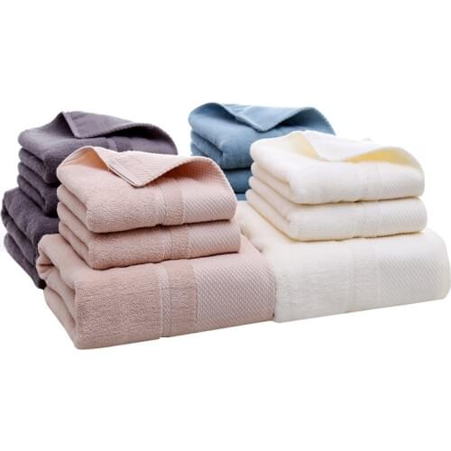 3pcs/set Quick-Drying Cotton Towel Set Bath Towel Face Beach Towel Adult toallas for Bathroom