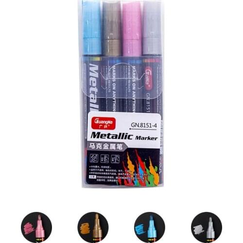 4pcs/lot Metallic Markers Paint Pens-Medium Tip Paint Pens Metal Art Permanent Marker Set for Card Making Paint Pens School Pen