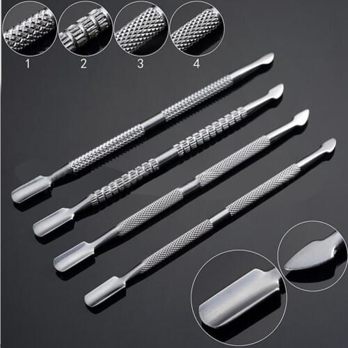 4 Type Stainless Steel Metal Cuticle Pusher Trimmer Remover Double Sided Finger Dead Skin Nail Art Manicure Pedicure Care Tool