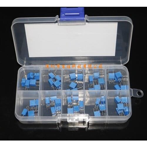 50pcs Free freight 10 Resistance Values Each 5 3266W Precision Adjustable Resistor Set