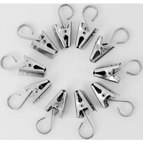 Free Shipping 20 X Curtain Buckle Curtain Clip Hook Hard Thickening Stainless Steel Curtain Accessories