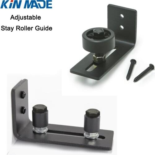 Black Powder Coated Bottom Guide Stay Roller For Barn Sliding Door Hardware Adjustable Floor Hardware