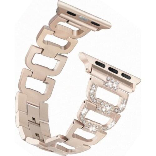 Bling Diamond Stainless Steel Strap for Apple Watch Series 5 4 40mm 44mm Links Bracelet for Iwatch Series 1 2 3 Strap 42mm 38mm