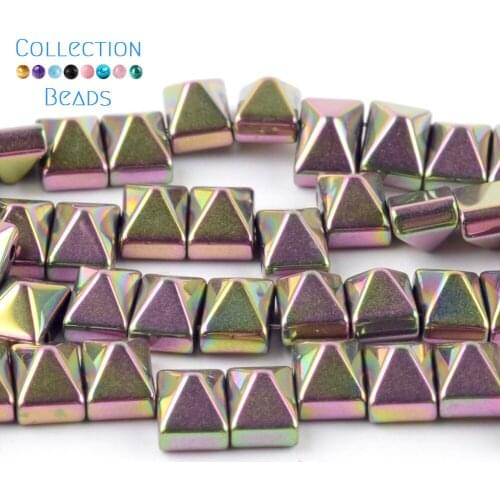 Natural Stone Yellow Pyramid Double Hole Hematite Loose Spacer Beads For Diy Jewelry Making Bracelet Necklace Accessories 15