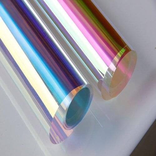SUNICE Holographic Decor Iridescent Window Film Glass Chameleon Rainbow Effect for Home Decal DIY Christmas Party 2 Sheet Pack