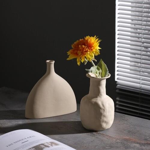 Nordic Ins Ceramic Vase Dried Flower White Vase For Decoration Living Room Flower Arrangement Small Wedding Vase Plant
