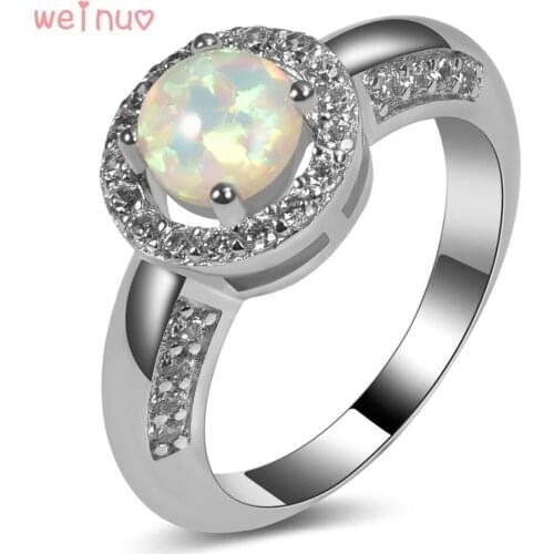 White Opal White Crystal Ring 925 Sterling Silver Top Quality Fancy Jewelry Wedding Ring Size 5 6 7 8 9 10 11 A216