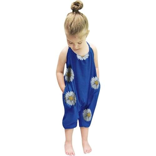 Toddler Girl Kids Jumpsuit Baby Girls Sleeveless Summer Sunflower Print Romper Playsuit Clothes Childrens Clothing Комбинезон