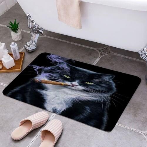 Cool Tuxedo Cat with Cigar 3D Print Doormats Rectangle Non-Slip DoorMat Bedroom Kitchen Entrance Print Door rugs Dropshipping