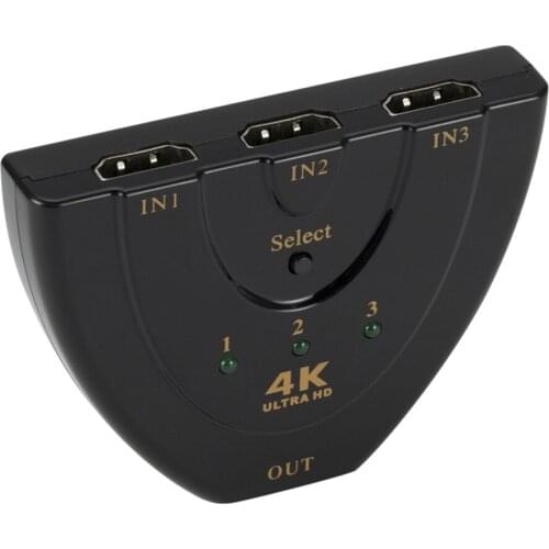 Mini 4K*2K Switch Converter 1080P for DVD HDTV PC Projector 3 in 1 out Port Hub