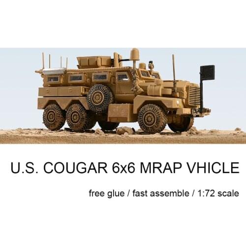 1/72 Cougar 6X6 Lightning Protection Vehicle Anti-ambush Vehicle Rubber-free Assembly Model Military Gifts for Boys and Girls