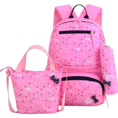 3pcs/set fashion dot print children waterproof school bags for Teenagers girls bow Kids Cute backpacks girl book bag sac mochila