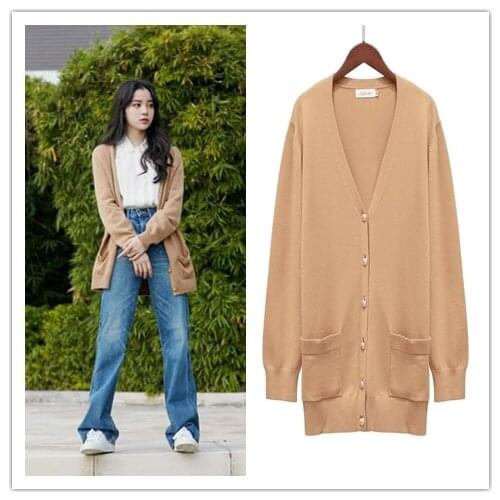 KPOP TWICE IU Seo Yea Ji Fashion Single-breasted Cardigan Sweater women New Korean Loose wild Mid-length warm Knitted Sweaters