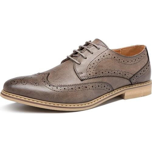 Men dress shoes, brown black leather Men oxford shoes Men Flats Formal Shoes