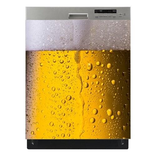 Wholesale 3D Modern Cool Beer Foam Dishwasher Refrigerator Freeze Sticker Art Fridge Door Cover Wallpaper Kitchen Wall Stickers