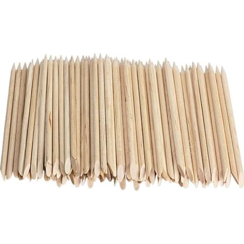 100Pcs Wooded Nail Art Cuticle Pusher Sticks Pro DIY Manicure Pedicure Nail Cuticle Pusher Dead Skin Remover Nail Art Sticks