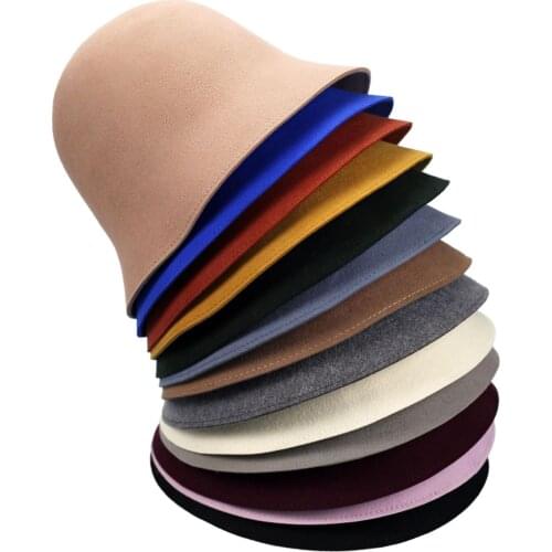 Natural Wool Bucket Hat for Man and Woman Felt Solid Color Casual Stylish Autumn Fashion Hat