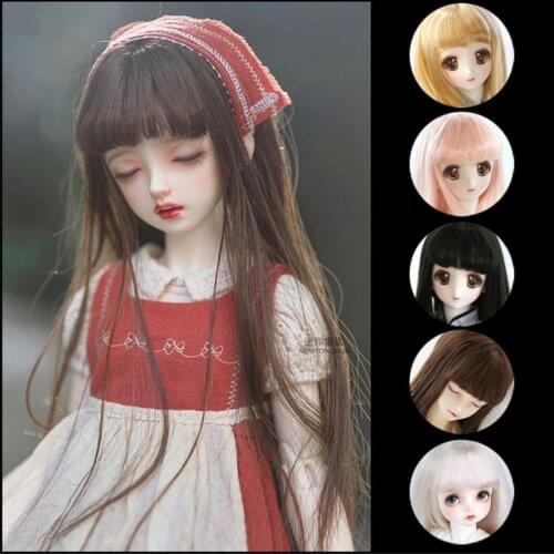 BJD Doll Wigs are suitable for 1/3 1/4 1/6 1/8 size and Blythes 1/6 doll stylish new gentle straight hair with neat bangs