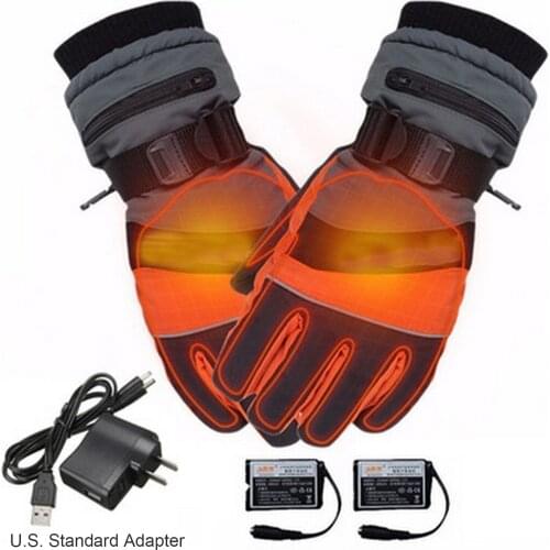 Electric Heated Gloves 3.7V 2000MAh Rechargeable Battery Electric Gloves Winter Warm Heating Hand Warmer Skiing Gloves
