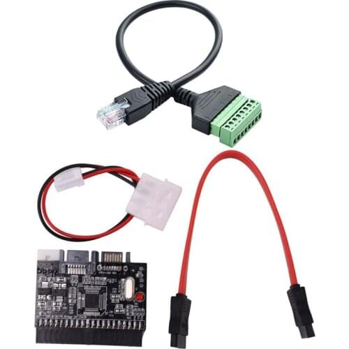 2 In 1 Ide To Sata/Sata To Ide Adapter Converter & Screw Terminal Connector Cable RJ45 Male To 8 Pin Extension Cable
