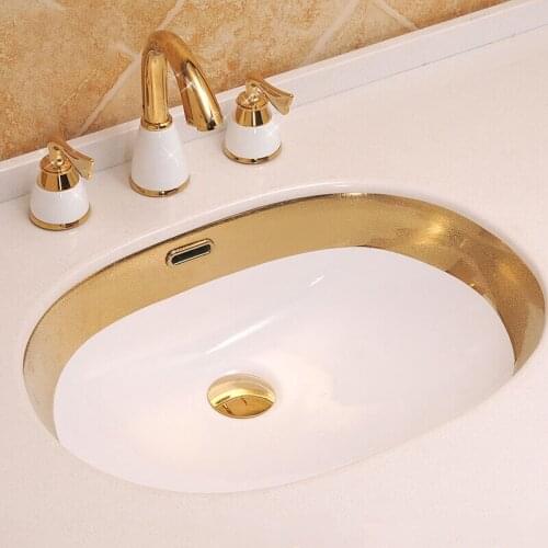 Under the stage basin oval embedded golden wash basin wash basin toilet wash basin ceramic basin