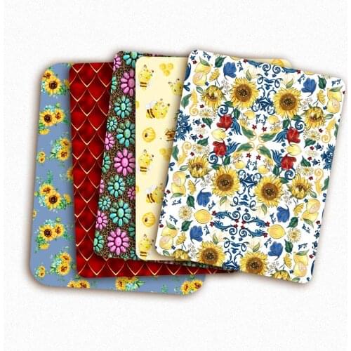 Polyester Cotton Fabric By The Yard Cartoon Bee Sunflower Printed Cloth Sheet Dress Mask Making DIY Crafts Supplies 45*145cm 1pc