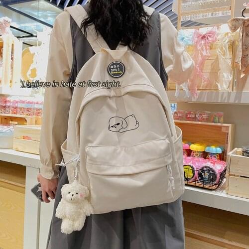 CGCBAG Fashion Canvas Backpack Women Simple Korean Style Waterproof School Bag For Teenagers Female Large Capacity Travel Bag
