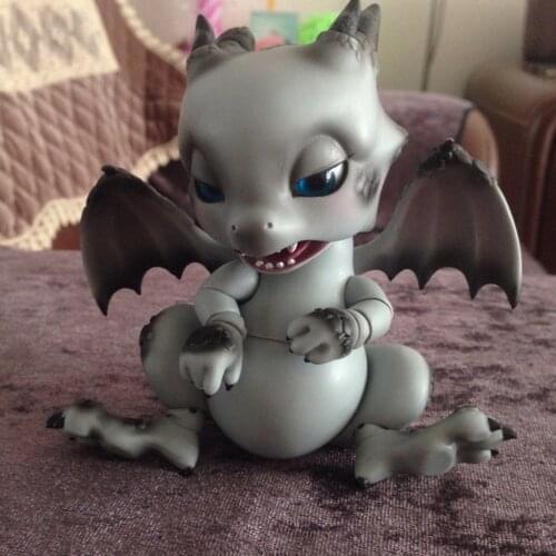1/8 Min Dangon Little Grey Dragon BJD Doll SD Doll Little Cute Pet Half-open Eyes Jointed Dragon