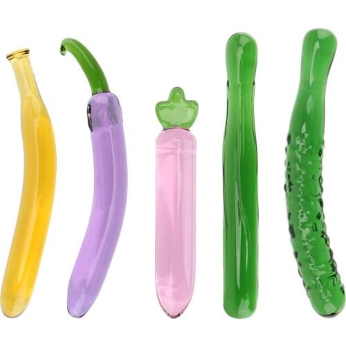 Glass Beads Butt Plug Sex Toys for Men Women Fruit Vegetable Anal Plug Artificial penis Erotic Eggplant Dildos Banana Dildo