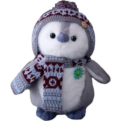 Super Cute wearing scarf Sweater hat Penguin Plushies Dolls Stuffed Snow Cap Penguin Toys for children Xmas Birthday