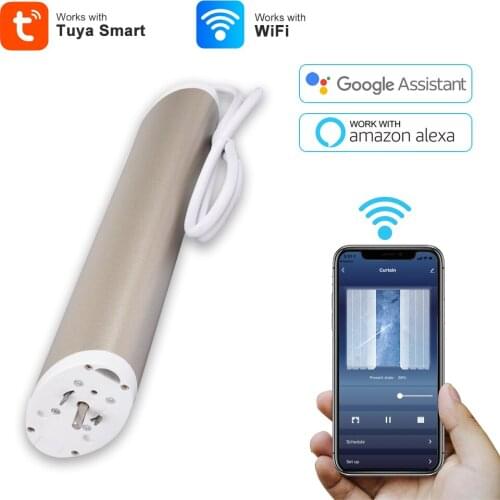 Tuya Wifi Curtain Motor Remote Control Work With Alexa Google Home Automatic Curtain Control System Intelligent Window Opener