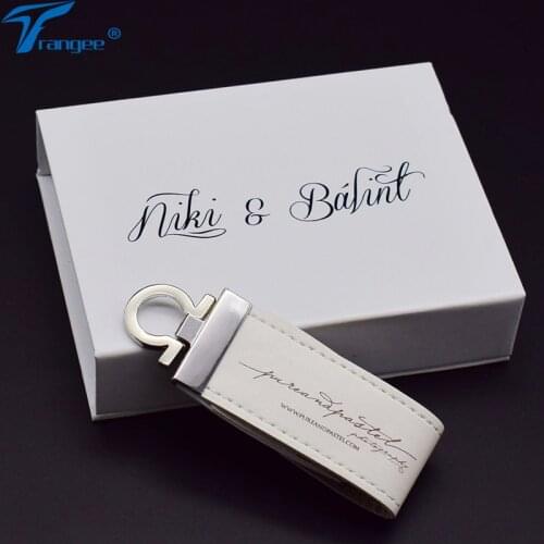 Trangee 20PCS/LOT Leather USB Flash Drive USB 2.0 4GB 8GB 16GB 32GB Pendrive with Cardboard Box Custom Logo Printing Gifts