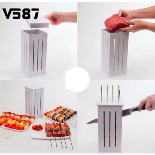 BBQ Kabob Maker Kabob Maker 16 Holes Meat Skewer Kebab Maker Box Machine Beef Meat Maker with 32 Bamboo Skewers