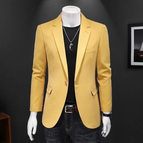 Spring new mens casual suit jacket, fashion trend slim jacket, green, yellow, coffee color. blazers,mens jacket size S-5XL