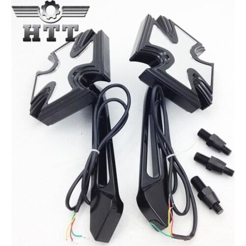 Aftermarket motorcycle parts Black Custom LED turn siganl integrated mirror for Honda Kawasai Suzuki Yamaha