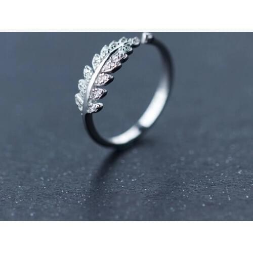 Shuangshuo New Arrival Rings for Women Girl Jewelry Crystal Stone Leafs Rings Adjustable Ring Engagement Ring