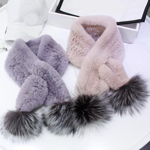 Women Fur muffler Rex Rabbit Fur And Sliver Fox Scarf Autumn And Winter fashionThermal Neckerchief