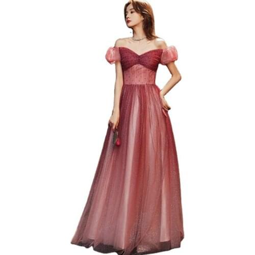 Women Formal Long Dress Plus Size Pink 21 New Fashion Puff Sleeve One Shoulder Backless Fashion Dresses Female Feminina LD1584