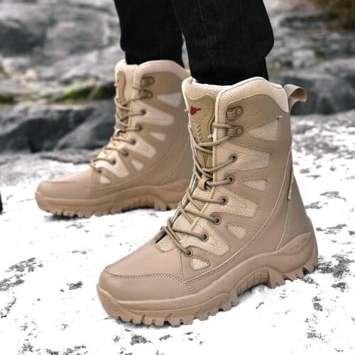 Winter Shoes Men Warm Military Combat Boots Mountain Women High Top Street Style Athletic Sport Male Outdoor Walking Sneakers
