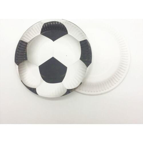 Cartoon White Football Paper Plates Birthday Wedding Party Supplies Decoration Cake Dish Disposable Baby Shower Favors 10PCS