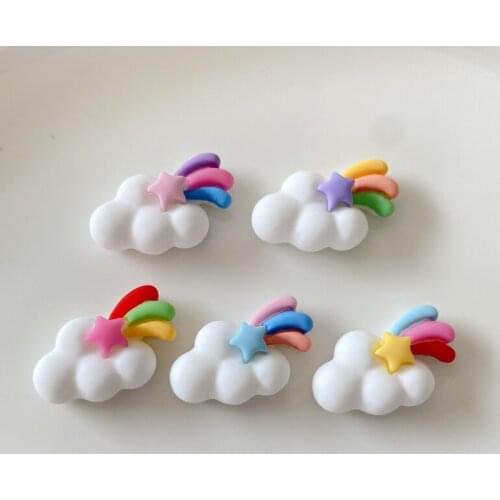 20Pcs Cute Cartoon Rainbow Baiyun Flat Back Planar Resin DIY Headwear Earring Crafts Accessories Phone Shell Decor Applique