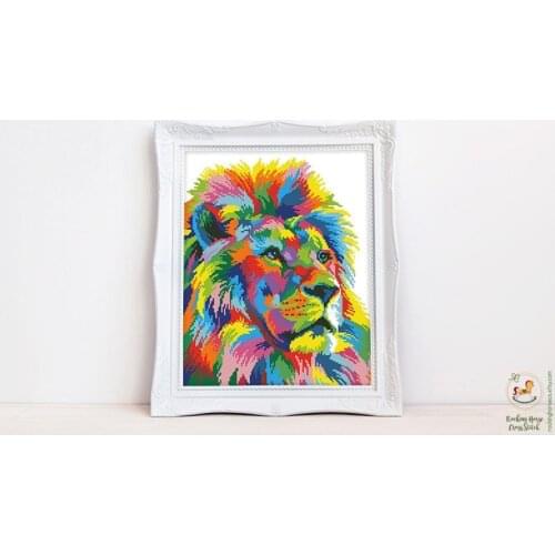 2020 New Arrival Embroidery Colorful Lion Cross Stitch Patterns Dragon with 100% Cotton Floss & Free Shipping for Home Decor
