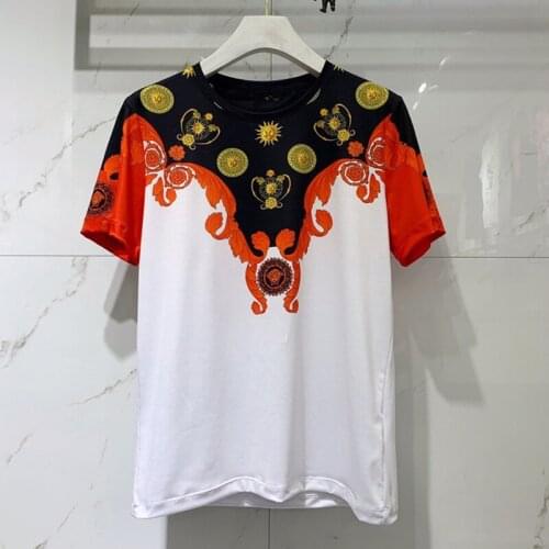 2021 T-Shirt Vintage Summer Runway Fashion Yellow Flower Print Red Casual Slim Plus Size XXL XXXL Men/Women T-Shirts