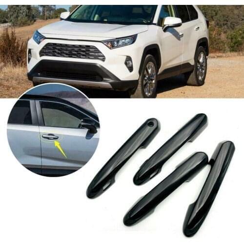 4Pcs Car Door Handles Cover Trim ABS Decoration For Toyota RAV4 2019 2020 RAV 4 ABS Plastic Black