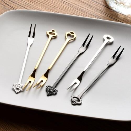 6pcs Salad Fruit Forks Creative Dessert Dinner Salad Fork Black Tableware Stainless Steel Gold Christmas Gift Party Decoration