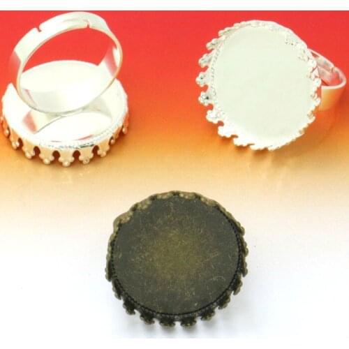 6pcs Fit 20mm 25mm Ring Blank Setting Base Jewelry Findings Tray Crown for Glass Cabochons Jewelry Findings Components