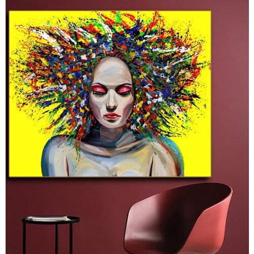 Abstract Graffiti Art Women Portrait Canvas Painting Street Wall Art Posters and Prints Decorative Picture for Living Room Decor